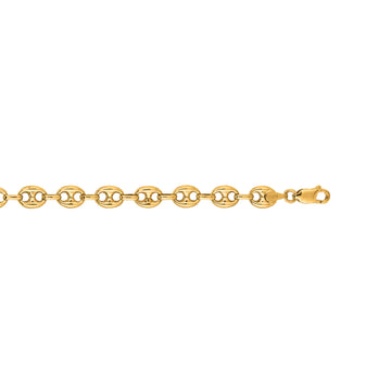 14K Yellow Gold 9mm 18 Puffed mariner Chain with Lobster Clasp